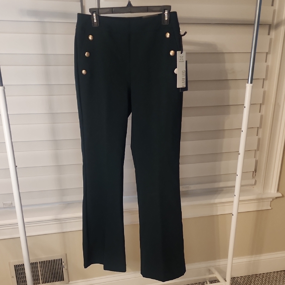 RACHEL ZOE Hi-Rise Flare Leg Stretch Pants Size 4 Emerald Green